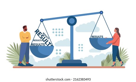 Consequences concept. Character making action and dealing with a result of it. Aftermath problem or bad luck. Person tied up, or under the circumstances. Flat vector illustration