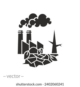 consequences of pollution of nature icon, ecocide, man-made disaster, flat symbol on white background - vector illustration