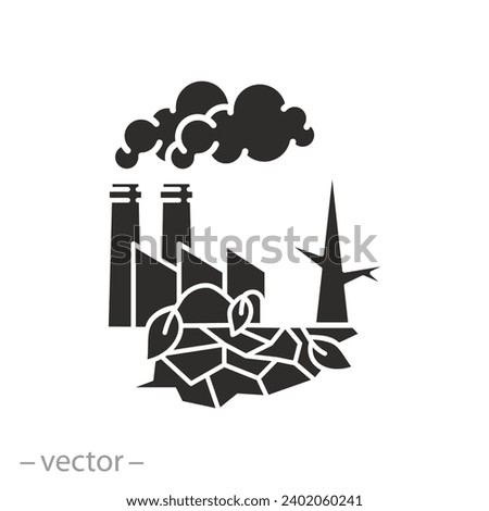consequences of pollution of nature icon, ecocide, man-made disaster, flat symbol on white background - vector illustration