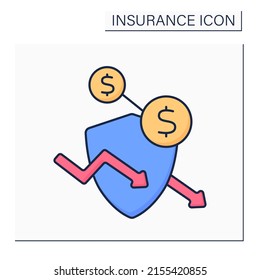 Consequential color icon. Loss arise as result of direct damage to property. Insurance concept. Isolated vector illustration
