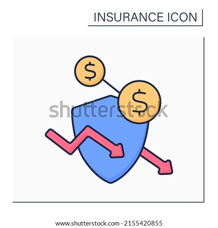 Consequential color icon. Loss arise as result of direct damage to property. Insurance concept. Isolated vector illustration