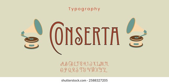 Conserta Decorative alphabet,  digital font for dynamic tech logo, powerful headline, advanced typography. Vector typeset