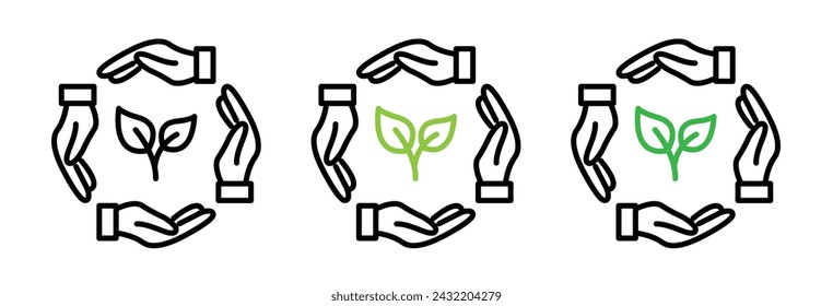 Conservation Efforts Line Icon. Eco Protection Icon in Outline and Solid Flat Style.