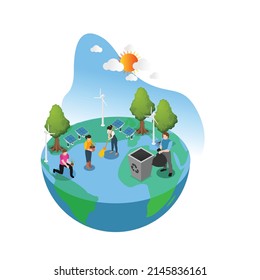 Conservation And Environmental Protection Isometric 3d Vector Illustration Concept For Banner, Website, Illustration, Landing Page, Template, Etc