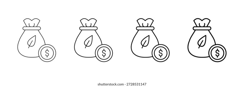 Conservation Funding Icons Vector Set In Different Stroke Line Style