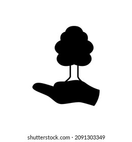 Conservation Icon in black flat glyph, filled style isolated on white background