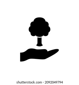 Conservation Icon in black flat glyph, filled style isolated on white background