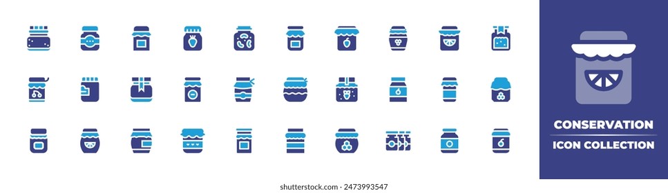Conservation icon collection. Duotone color. Vector illustration. Containing honey, jam, jamjar, marmalade, jelly, strawberryjam, honeyjar, pickles, jellying, jar.