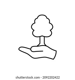 Conservation Icon in flat black line style, isolated on white background