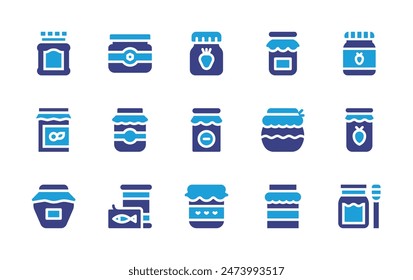 Conservation icon set. Duotone color. Vector illustration. Containing cannedfood, jam, honey. 