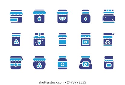 Conservation icon set. Duotone color. Vector illustration. Containing honey, jam, jamjar, strawberryjam, marmalade. 