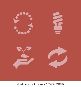 conservation icon. conservation vector icons set hand sprout, recycle sign and fluorescent bulb