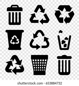 Conservation icons set. set of 9 conservation filled icons such as recycle bin, recycle