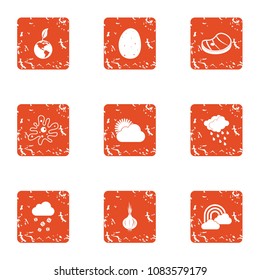 Conservation icons set. Grunge set of 9 conservation vector icons for web isolated on white background