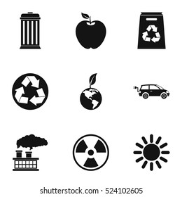 Conservation icons set. Simple illustration of 9 conservation vector icons for web