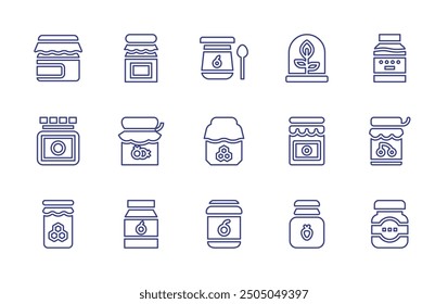 Conservation line icon set. Editable stroke. Vector illustration. Containing jam, strawberryjam, honey, honeyjar, plant.