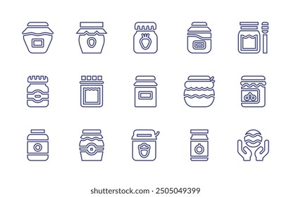Conservation line icon set. Editable stroke. Vector illustration. Containing ocean, jam, honey, strawberryjam, jar, marmalade.