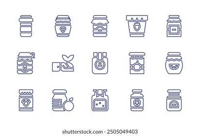 Conservation line icon set. Editable stroke. Vector illustration. Containing jam, jams, sprout, applejam, marmalade, jellying, honey.