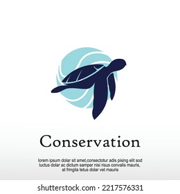 Conservation of marine turtle logo design idea