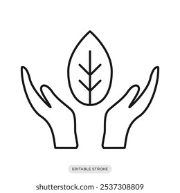 Icono de protección de la naturaleza, medio ambiente, naturaleza, símbolo de la ecología sobre fondo blanco - Ilustración vectorial