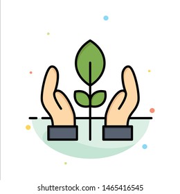 Conservation, Plant, Hand, Energy Abstract Flat Color Icon Template. Vector Icon Template background