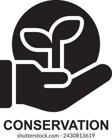 conservation, preservation, eco friendly, go green, sustainability, ecology, save earth expanded solid glyph icon for web mobile app presentation printing