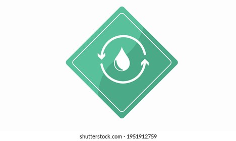 Conservation, recycling, water icon. Green icon with a drop of water and arrows