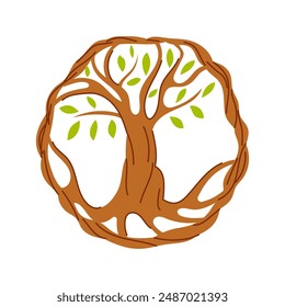 conservation tree of life cartoon. planet health, ecology save, world oak conservation tree of life sign. isolated symbol vector illustration