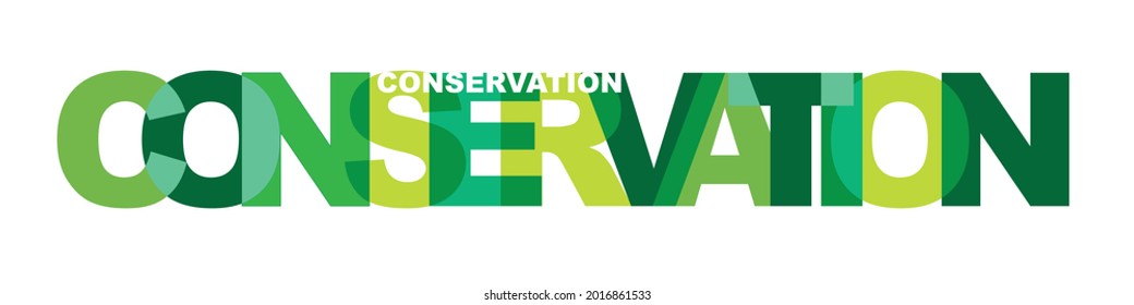 conservation - Vector illustration letters banner, greenly badge illustration on white background