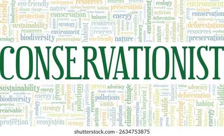 Conservationist word cloud conceptual design isolated on white background.