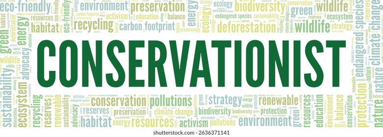 Conservationist word cloud conceptual design isolated on white background.
