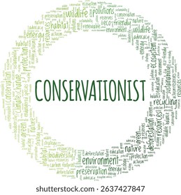 Conservationist word cloud conceptual design isolated on white background.