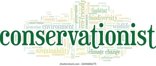 Conservationist word cloud conceptual design isolated on white background.