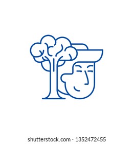 Conservationists line icon concept. Conservationists flat  vector symbol, sign, outline illustration.