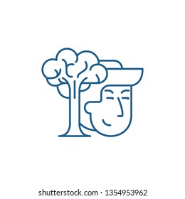 Conservationists line icon concept. Conservationists flat  vector symbol, sign, outline illustration.