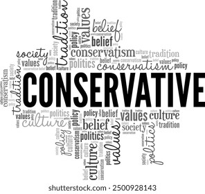 Conservative word cloud conceptual design isolated on white background.