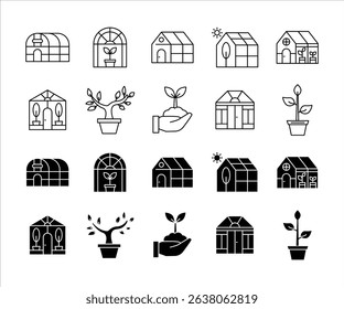 Conservatory Icon vector set with two styles outline and glyph