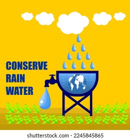 Conserve Rain Water, poster and banner vector