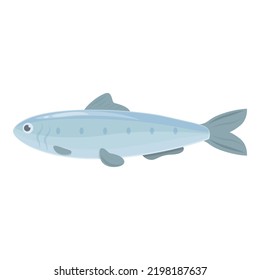 Conservar vectores de dibujos animados de iconos de sardina. Comida de pescado. Mar del atún