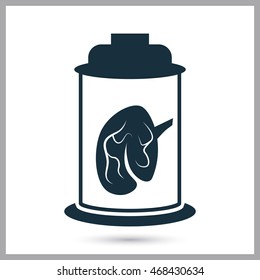 Conserved brain in the flask icon on the background
