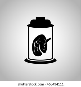 Conserved brain in the flask icon on the background