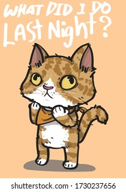 the considered ginger cat with orange  scarf 