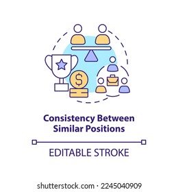 Consistency between similar positions concept icon. Managing business merger abstract idea thin line illustration. Isolated outline drawing. Editable stroke. Arial, Myriad Pro-Bold fonts used