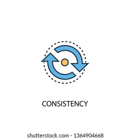 consistency concept 2 colored line icon. Simple yellow and blue element illustration. consistency concept outline symbol design