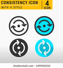 consistency icon vector on isolated on background. Refresh icon with 4 style. Repeat symbol emblem sign. vector icons for web design, ui, ux, and mobile applications. Flat design with modern style