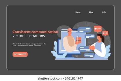 Consistent Brand Communication. An inviting vector illustration portraying the impact of continuous and clear customer dialogue on brand loyalty. Flat vector illustration.