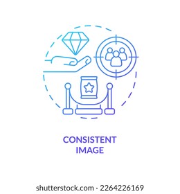 Consistent image blue gradient concept icon. Marketing strategy. Way to develop brand longevity abstract idea thin line illustration. Isolated outline drawing. Myriad Pro-Bold font used