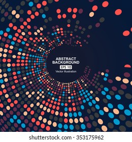 Consisting of colorful little, radial graphics, abstract background.
