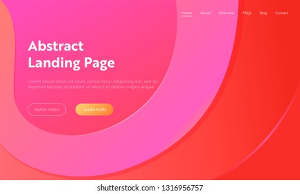 Consisting Geometrical Pink Wave Shape Landing Page Background. Futuristic Digital Motion Gradient Pattern. Curve Element Design for Business Website Web Page. Flat Cartoon Vector Illustration