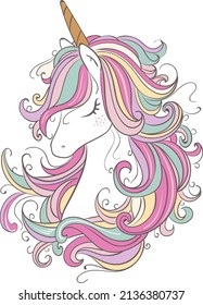 Consisting of golden horns, pink, yellow, purple and green hair, the unicorn has been carefully designed for you with its romantic stance.